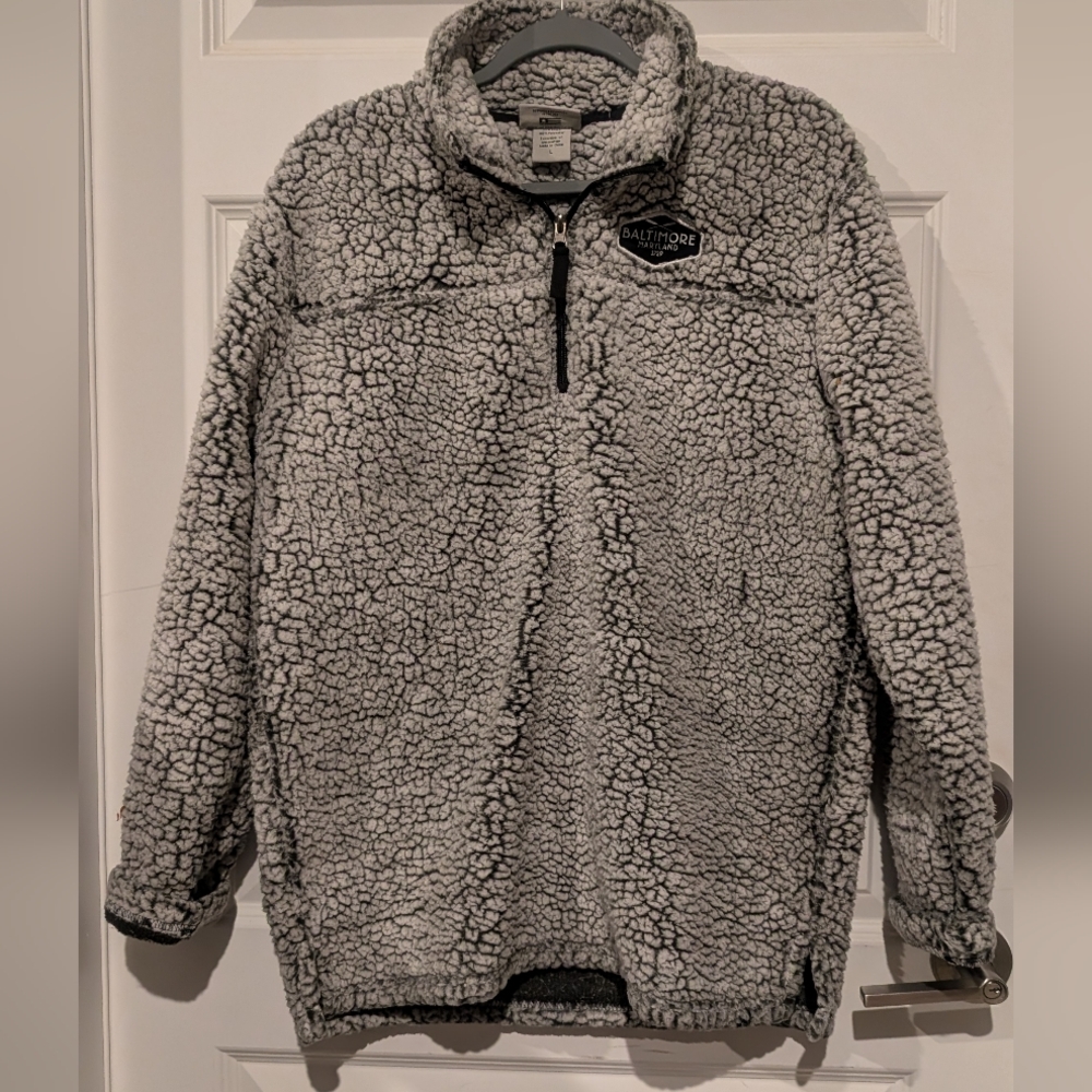 Bristone Men's Gray Sherpa Zip-Up Sweater